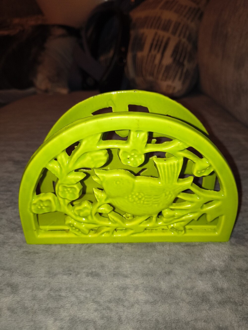 Lime Green Decorative Bird Napkin Holder - Home Accents